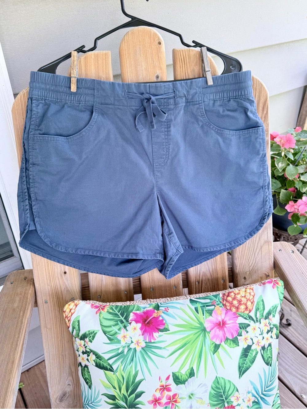 Eddie Bauer Slate Blue Drawstring Shorts-sz 10